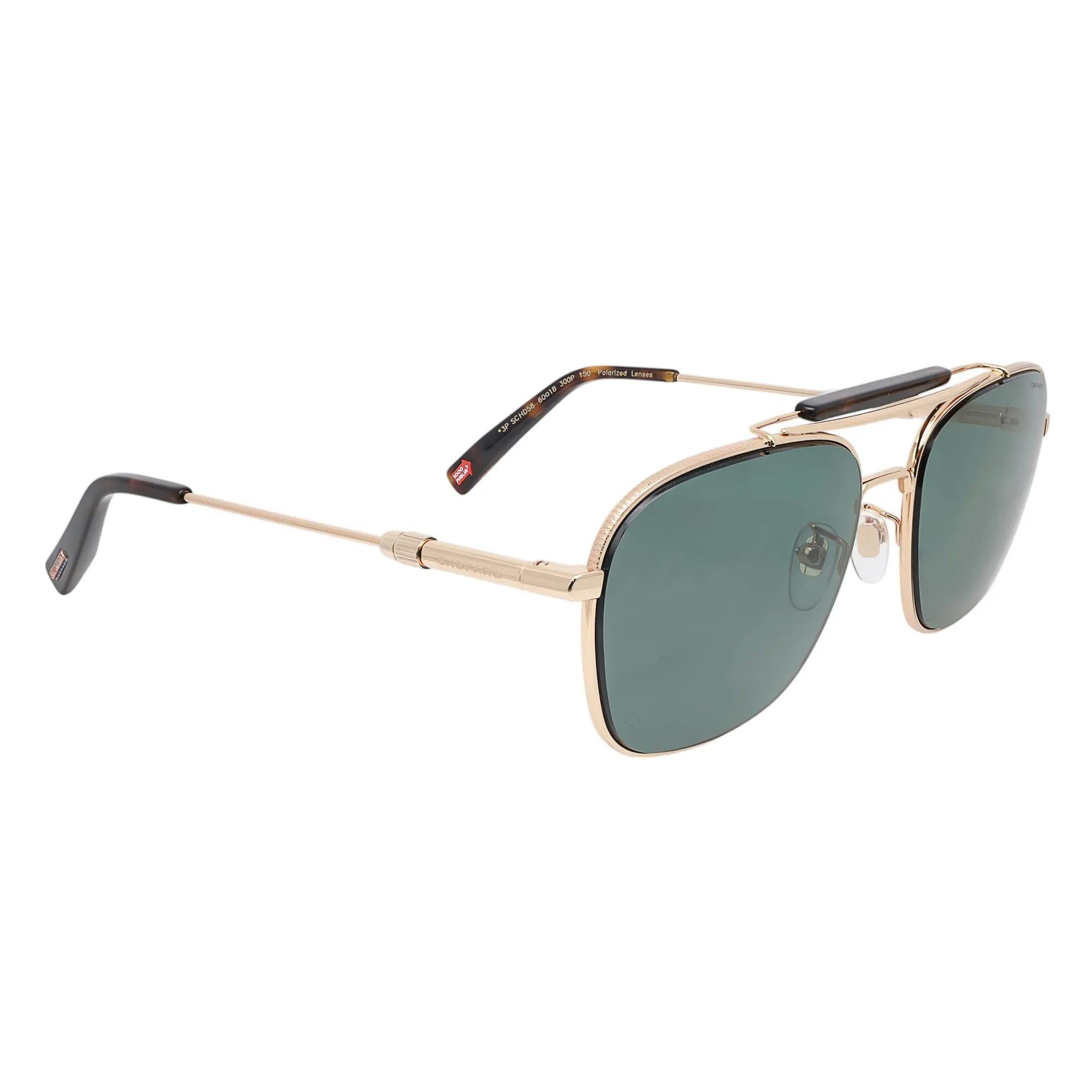 Women's or Men's Chopard Shiny Rose Gold Metal Gray/Green Polarized Lens Sunglasses 95221-0544 For Sale