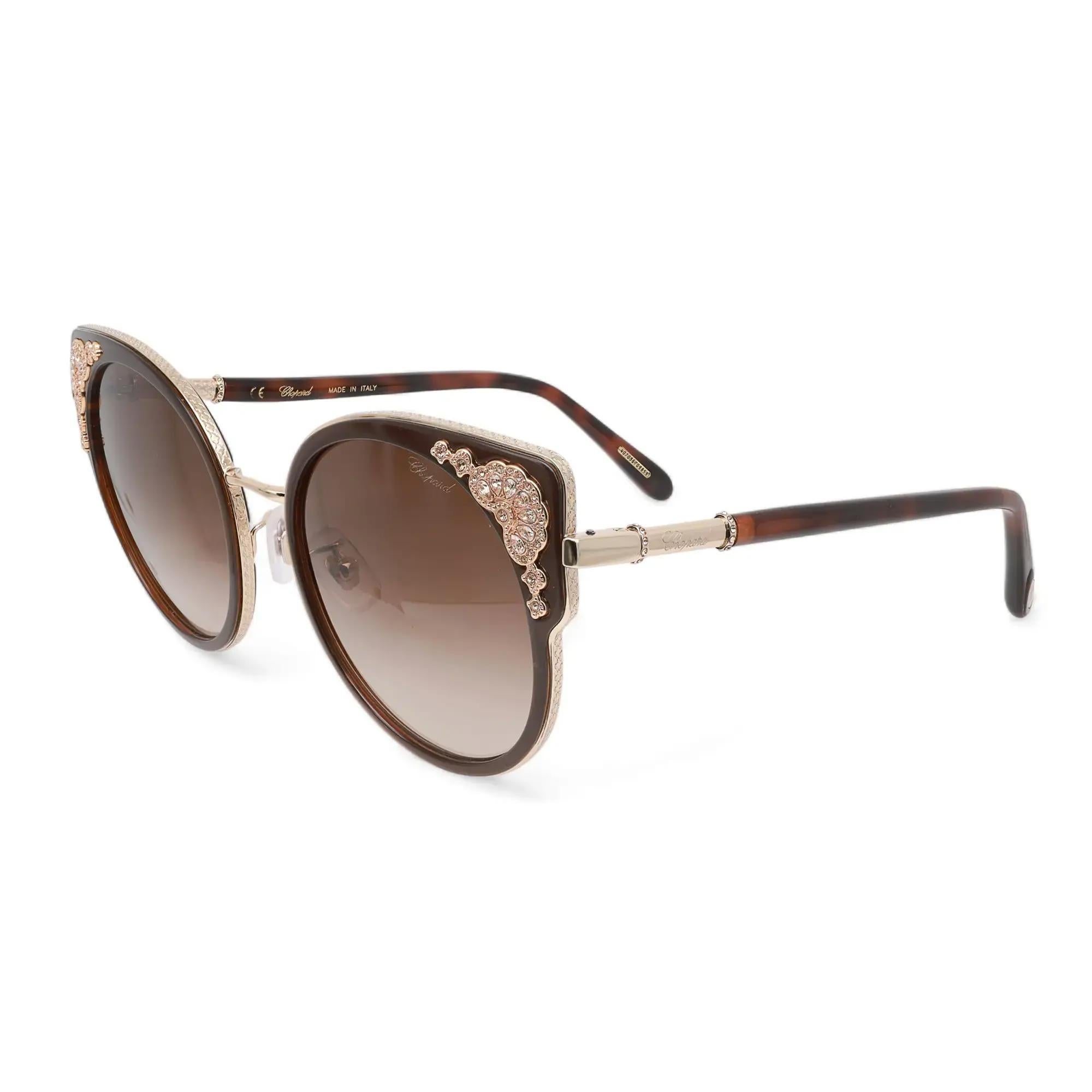 Women's or Men's Chopard Shiny Rose Gold Metal With Brown Gradient Lens Sunglasses 95221-0443 For Sale