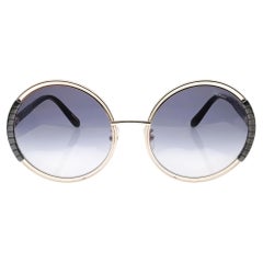 Gafas de sol Chopard de metal dorado rosa brillante con lentes ahumadas degradadas 95221-0434