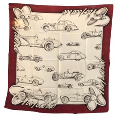 Sciarpa di seta Chopard 90cm Concours Norton Print Beige, Borgogna, Nero Con Scatola