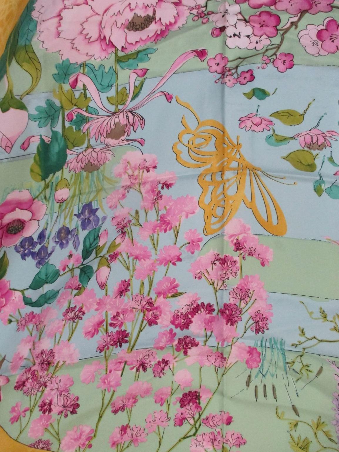 Chopard pour Heiando - Écharpe en soie à fleurs de papillons  Unisexe en vente
