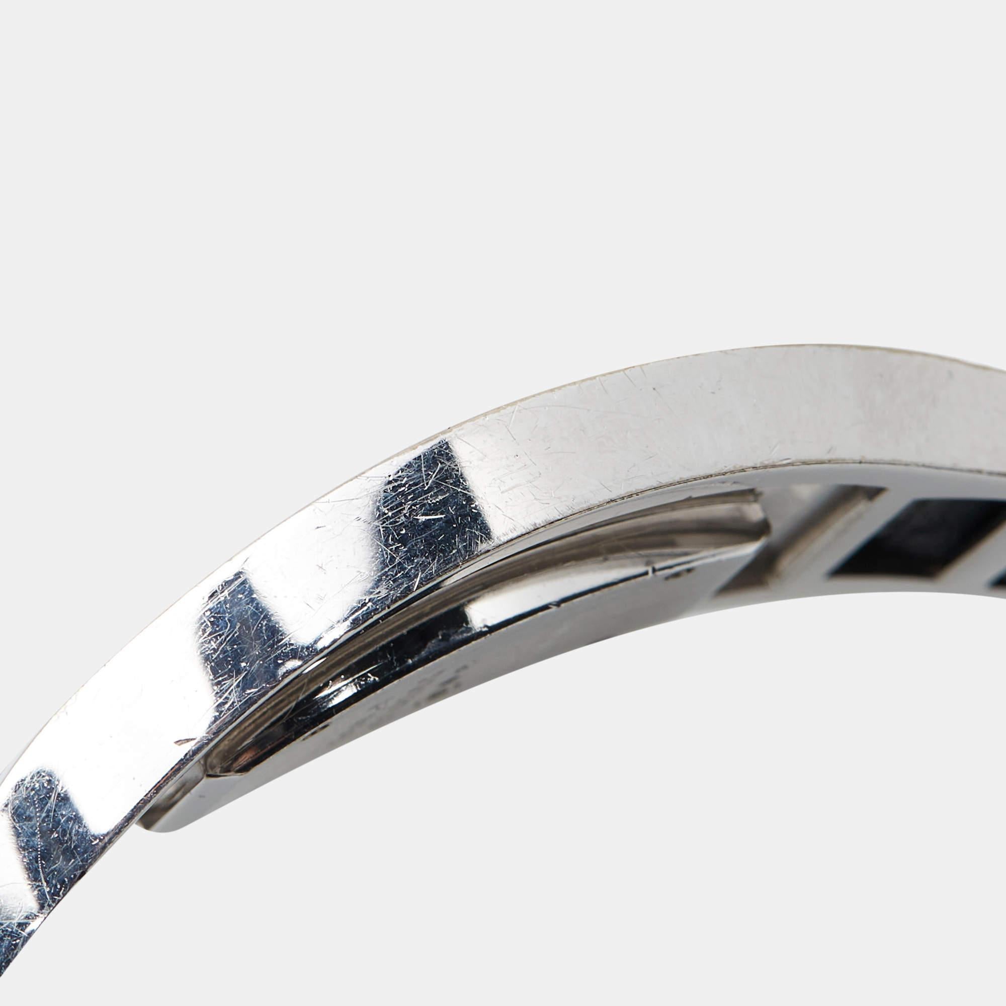 Chopard Silver 18k White Gold Diamond Happy Diamonds Montre-bracelet pour femmes 28,5 mm en vente 1
