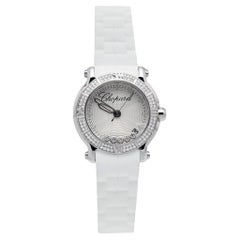 Chopard Silver Stainless Rubber Diamond Happy Sport Women's Wristwatch 36 mm