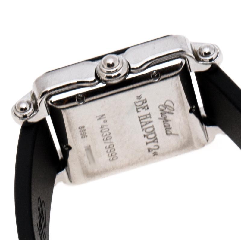 Chopard Silver Stainless Steel Rubber Be Happy 2 Women's Wristwatch 27 mm In Good Condition In Dubai, Al Qouz 2