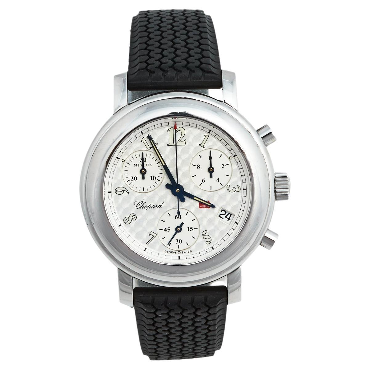 Chopard Silver Stainless Steel Rubber Mille Miglia 8900 Women's Wristwatch 33 mm