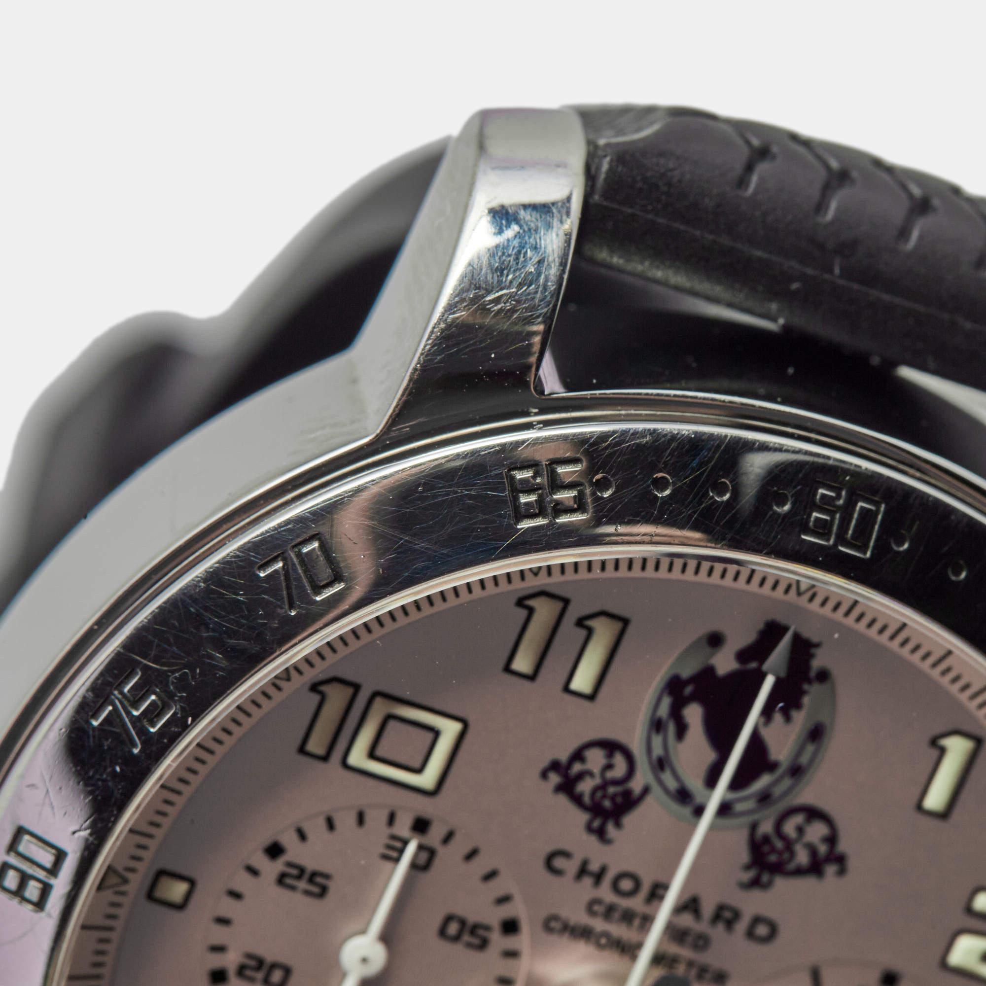 Chopard Silver Stainless Steel Rubber MIlle Miglia 8920 Men's Wristwatch 40 mm 2