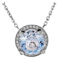 Chopard So Happy 18 Karat Gold 0.23 ct Diamond and Blue Crystal Pendant Necklace