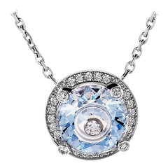 Chopard So Happy 18 Karat Gold 0.23 ct Diamond and Blue Crystal Pendant Necklace