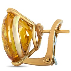 Chopard So Happy 18 Karat Yellow Gold 6 Floating Diamonds Heart Omega Earrings