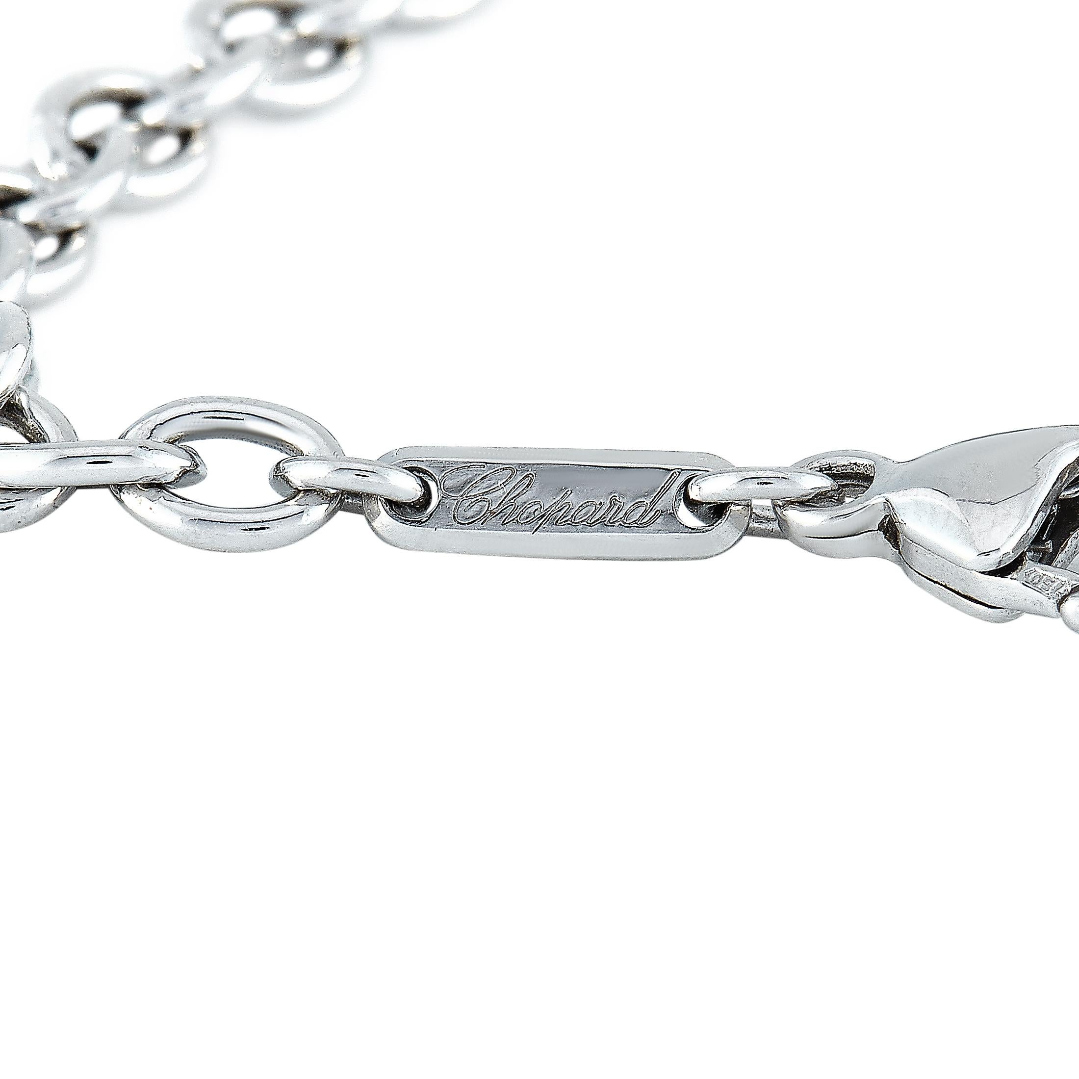 Women's Chopard So Happy 18 Karat White Gold Diamond and Green Crystal Charm Bracelet