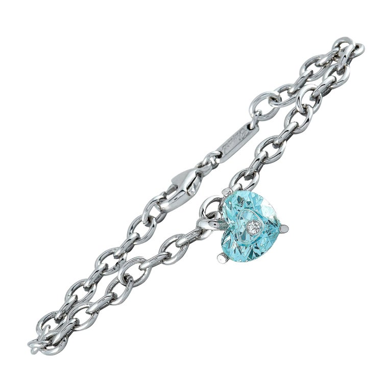 Chopard So Happy 18 Karat White Gold Diamond and Green Crystal Charm ...