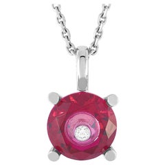 Chopard So Happy Diamond and Red Stone White Gold Pendant Necklace