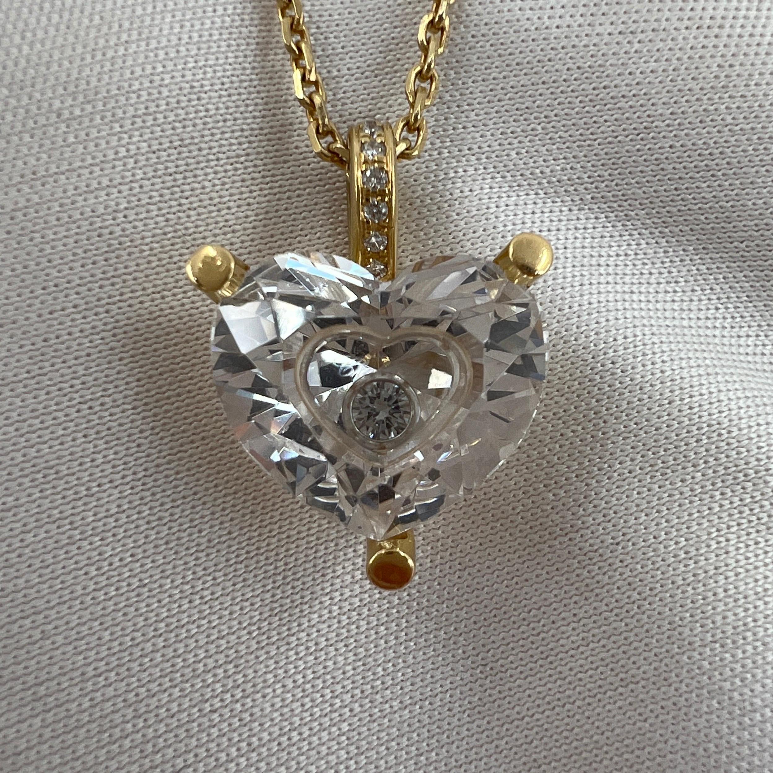 Heart Cut Chopard So Happy Diamonds Heart 18k Yellow Gold Pendant Necklace with Box