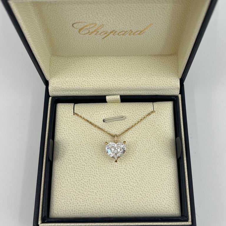 Women's or Men's Chopard So Happy Diamonds Heart 18k Yellow Gold Pendant Necklace with Box