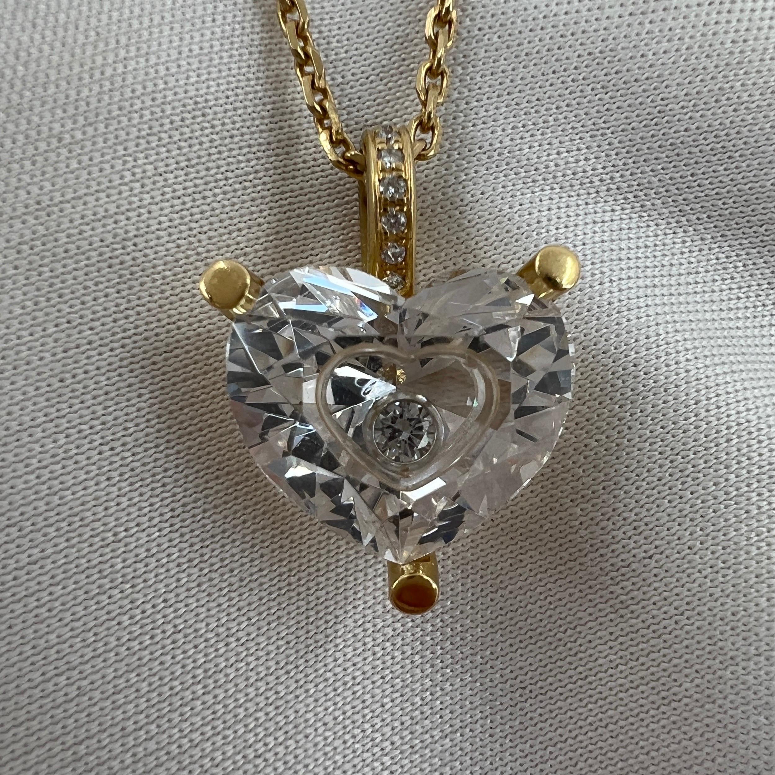 Women's or Men's Chopard So Happy Diamonds Heart 18k Yellow Gold Pendant Necklace with Box