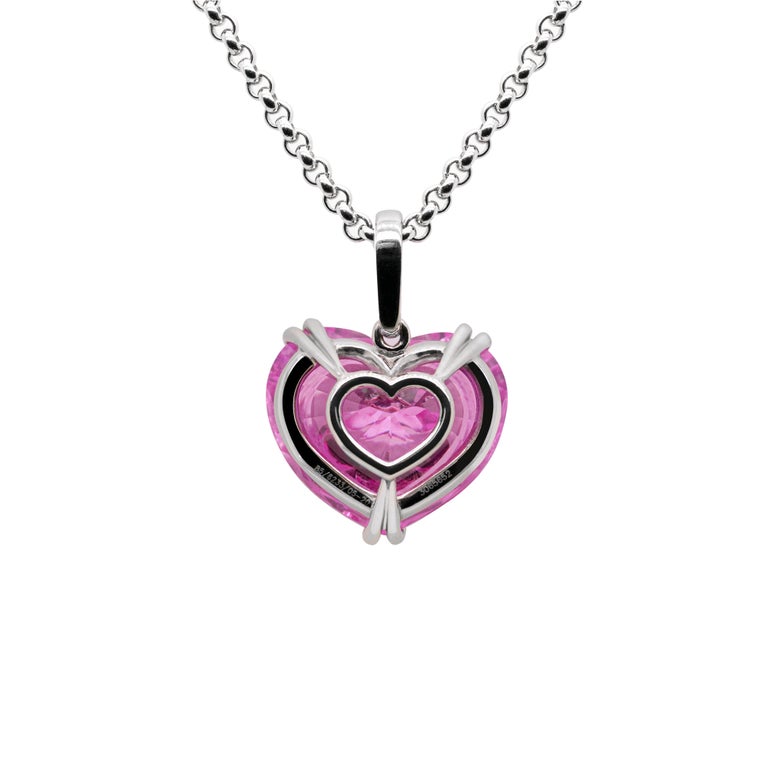 Chopard 'So Happy' Diamonds Pink Crystal Heart 18ct White Gold Pendant ...