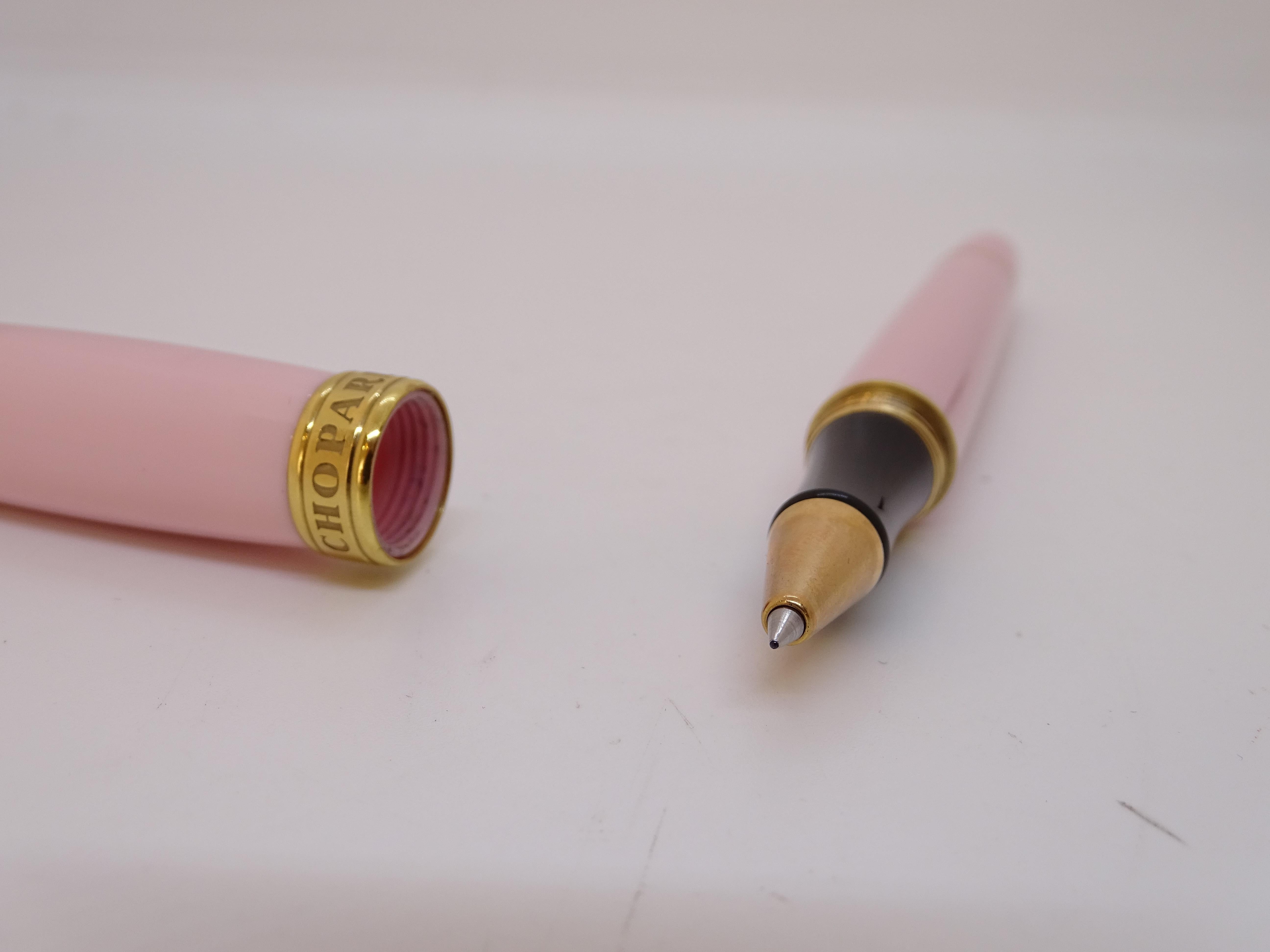Chopard Special Pink Rall-on Happy Fish Jewel Pen rosa Harz vergoldet Diamant im Angebot 6