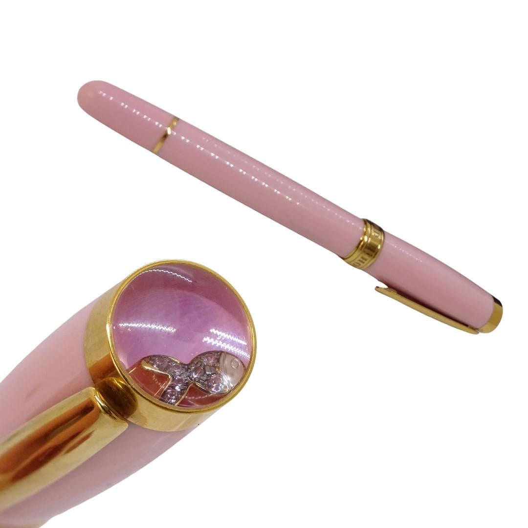 Chopard Special Pink Rall-on Happy Fish Jewel Pen rosa Harz vergoldet Diamant (Braun) im Angebot