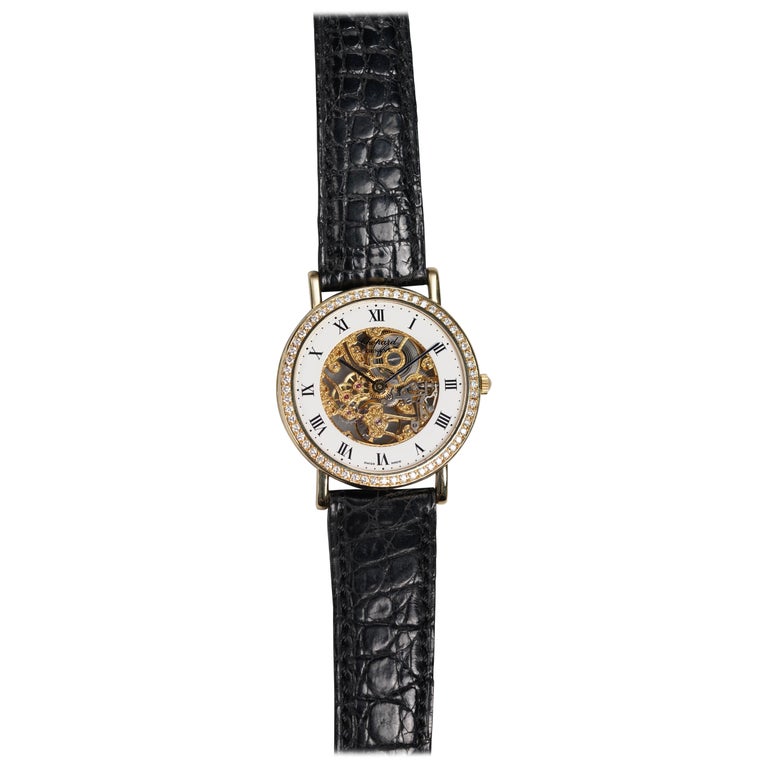 Chopard Squelette Skeleton Dial Diamond Bezel Watch in 18K Yellow