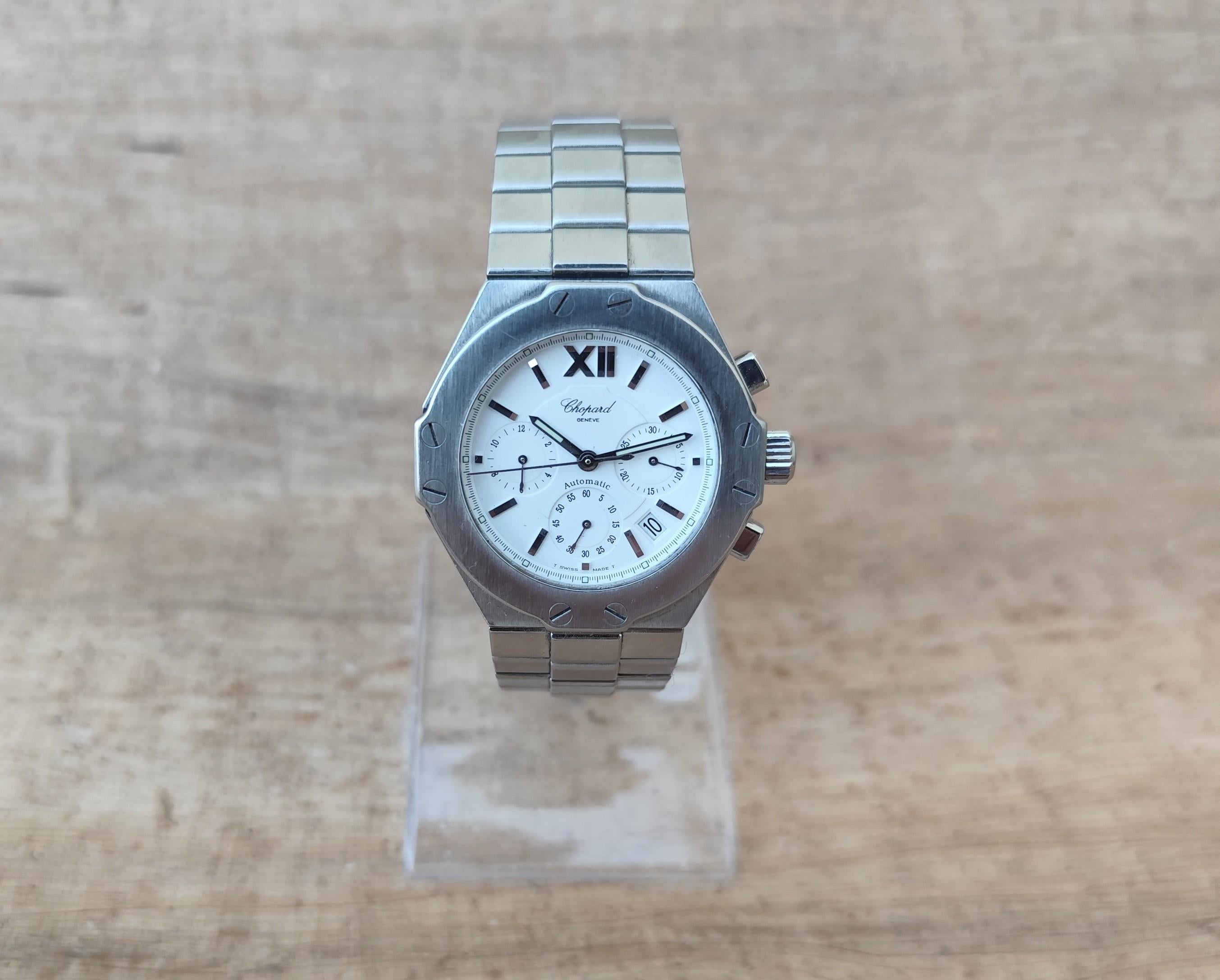 Chopard St. Moritz Cronografo 8333 Automatico Uomo in Steele in vendita 10