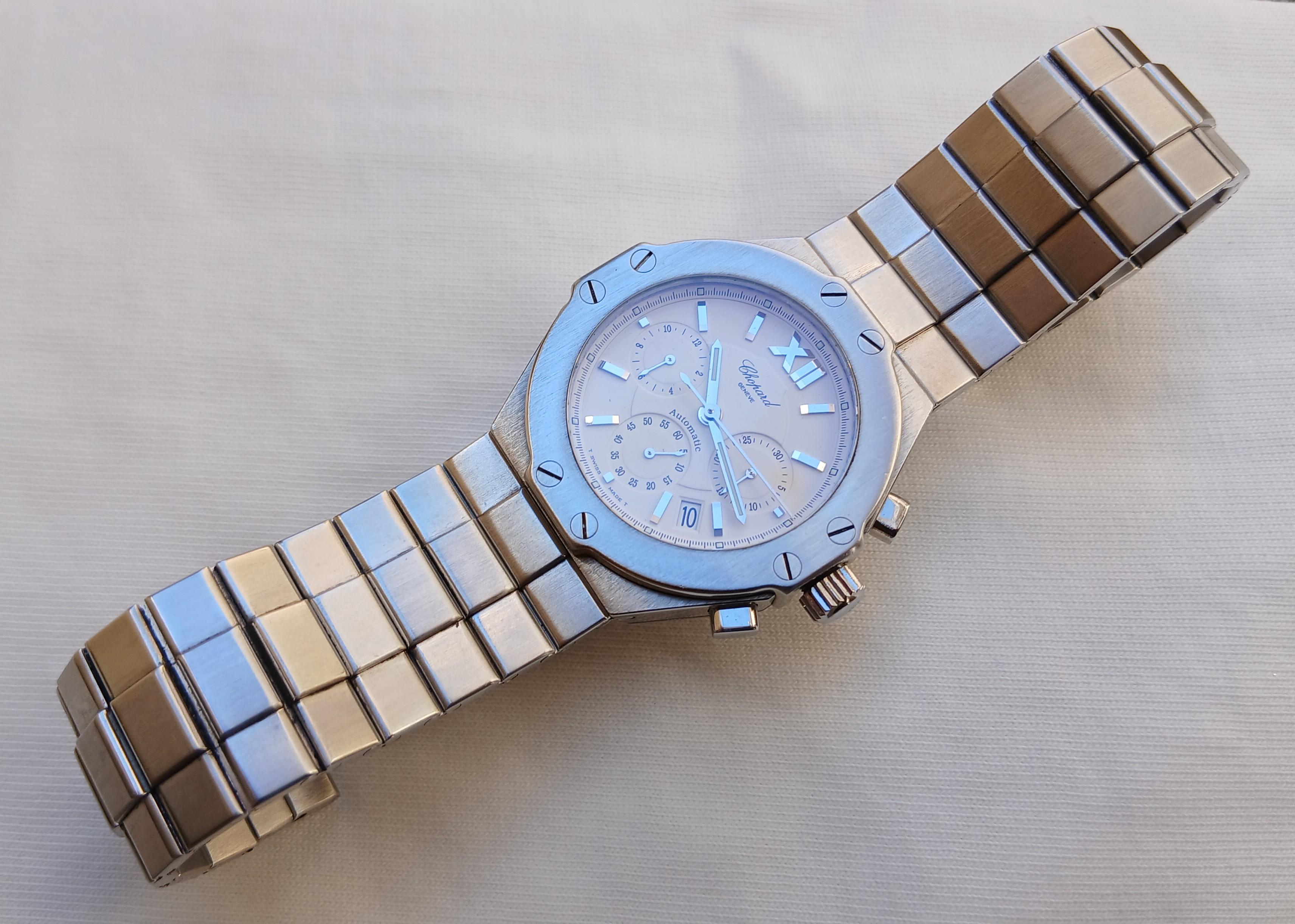Chopard St. Moritz Cronografo 8333 Automatico Uomo in Steele in vendita 14