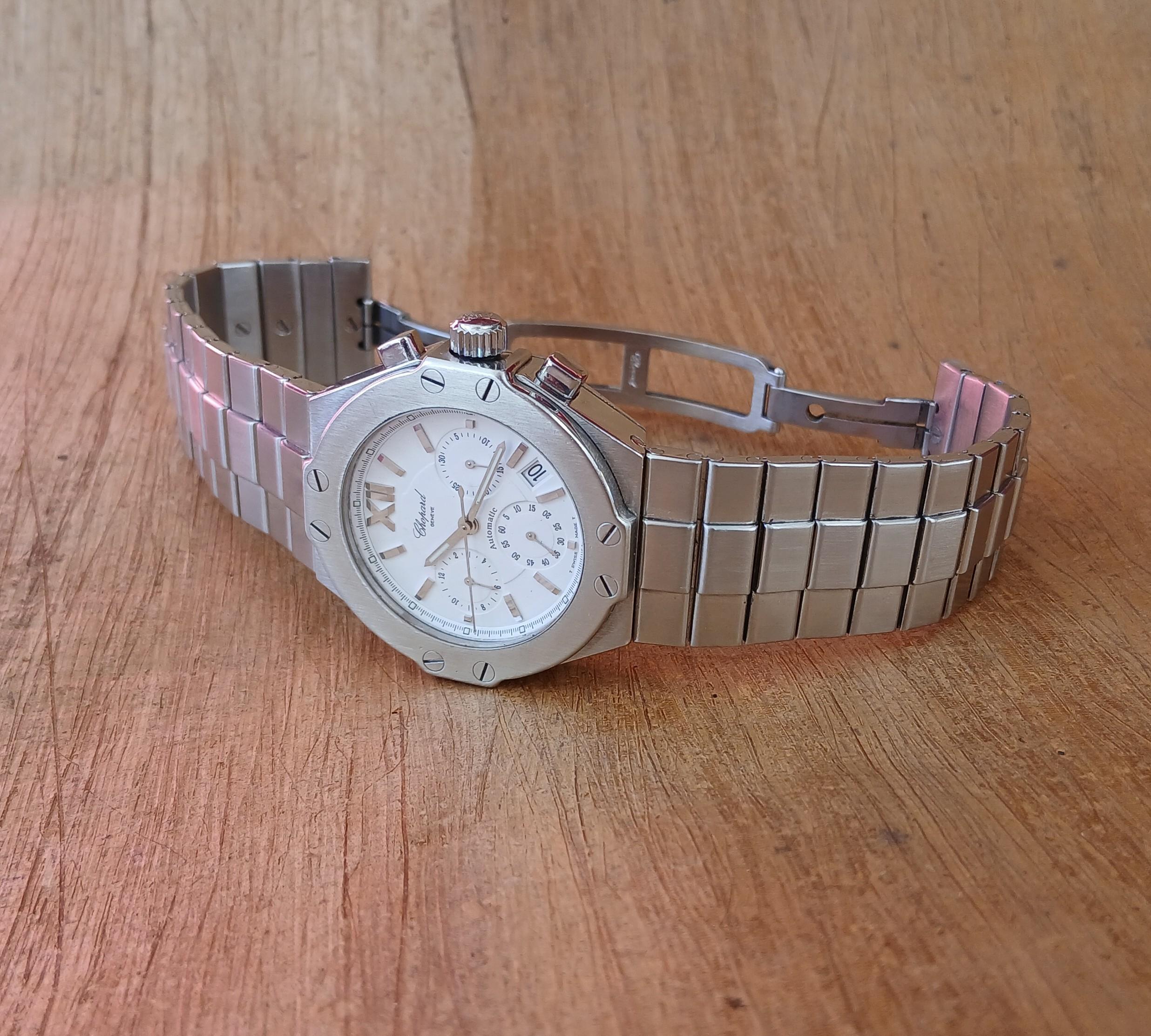 Chopard St. Moritz Cronografo 8333 Automatico Uomo in Steele in vendita 15