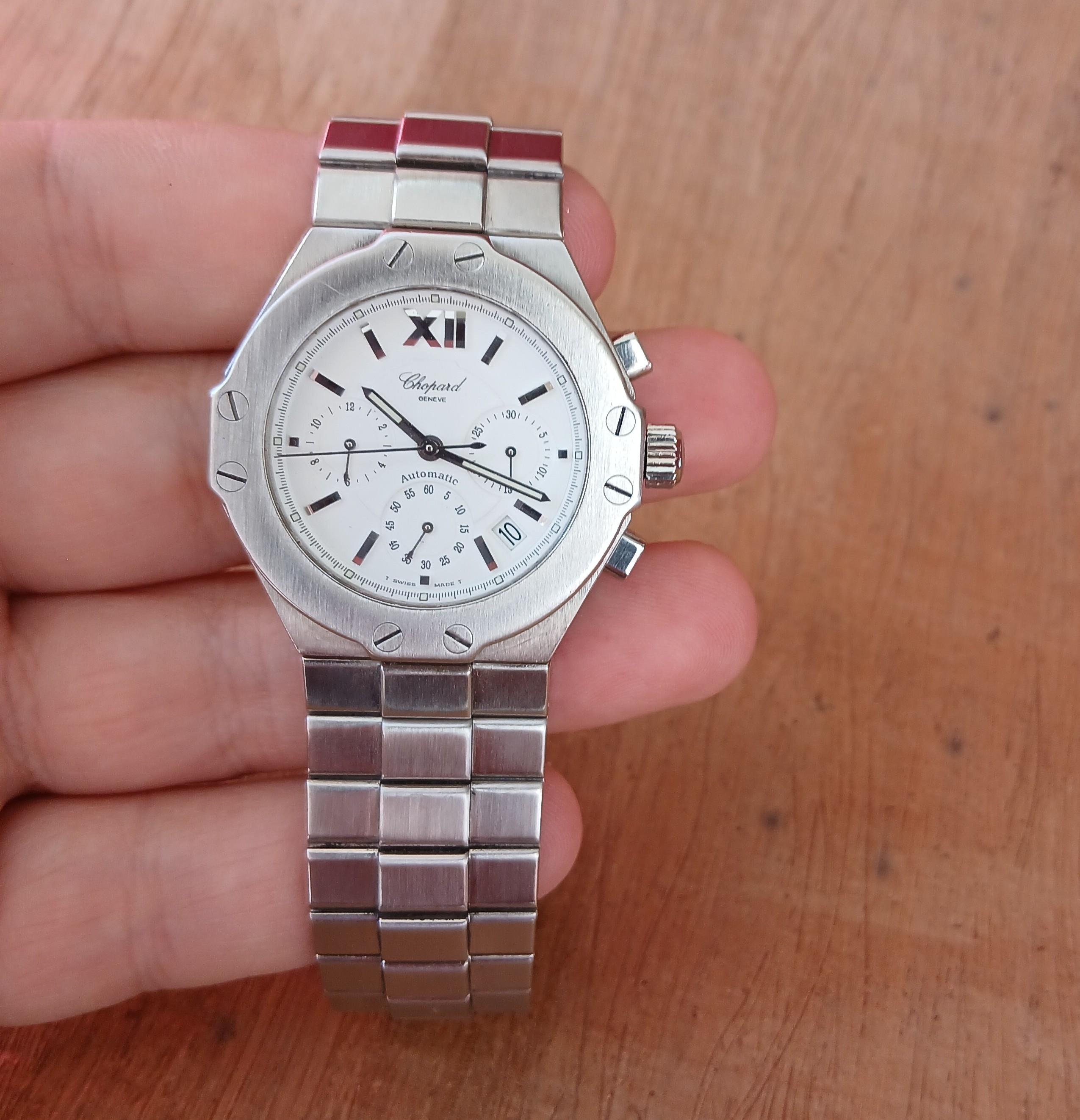 Chopard St. Moritz Cronografo 8333 Automatico Uomo in Steele in vendita 4