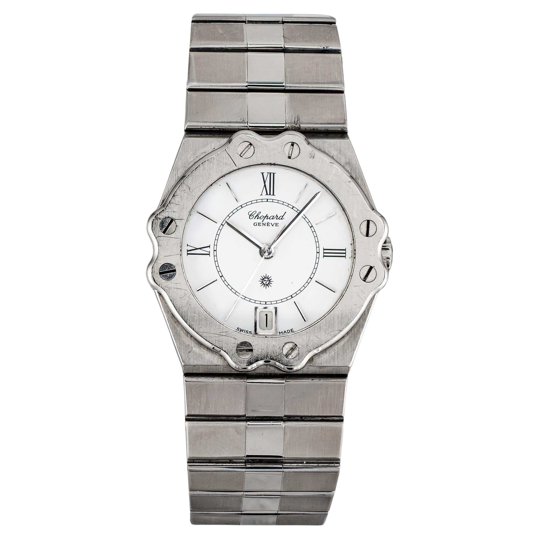 Chopard St. Moritz Uhr mit weißem Zifferblatt, 1980er Jahre
