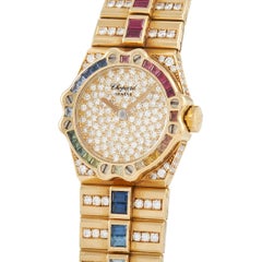 Chopard St. Moritz Yellow Gold Diamond and Rainbow Gemstone Watch