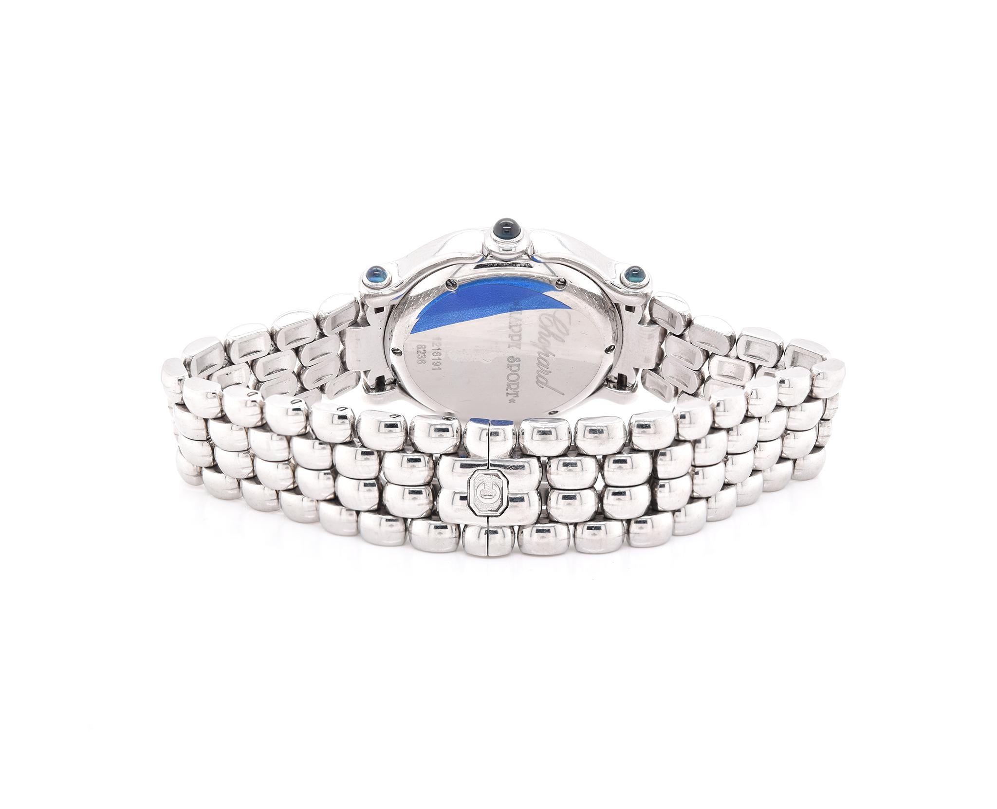 Round Cut Chopard Stainless Steel Happy Diamond Sport 7 Floating Diamonds
