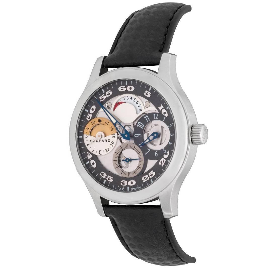 Chopard Stainless Steel L.U.C Tech Regulator GMT Power Reserve Manual Wristwatch For Sale