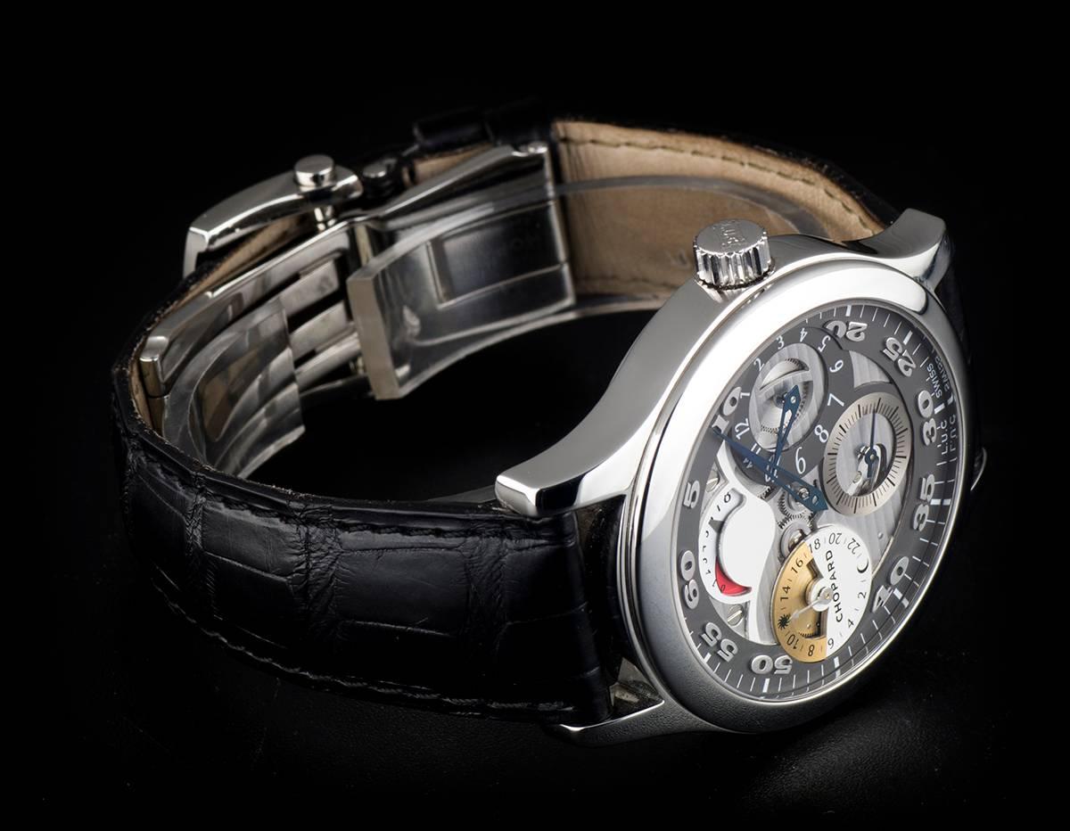 Men's Chopard Stainless Steel Regulateur Steel Grey Semi-Skeleton Manual Wristwatch