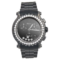 Chopard Stainless Steel Rubber Diamond Happy Sport Women's Wristwatch 42 mm