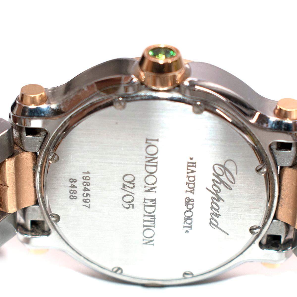 Brilliant Cut Chopard Steel/Rose Gold Happy Sport Watch, 1/5 Limited London Edition For Sale