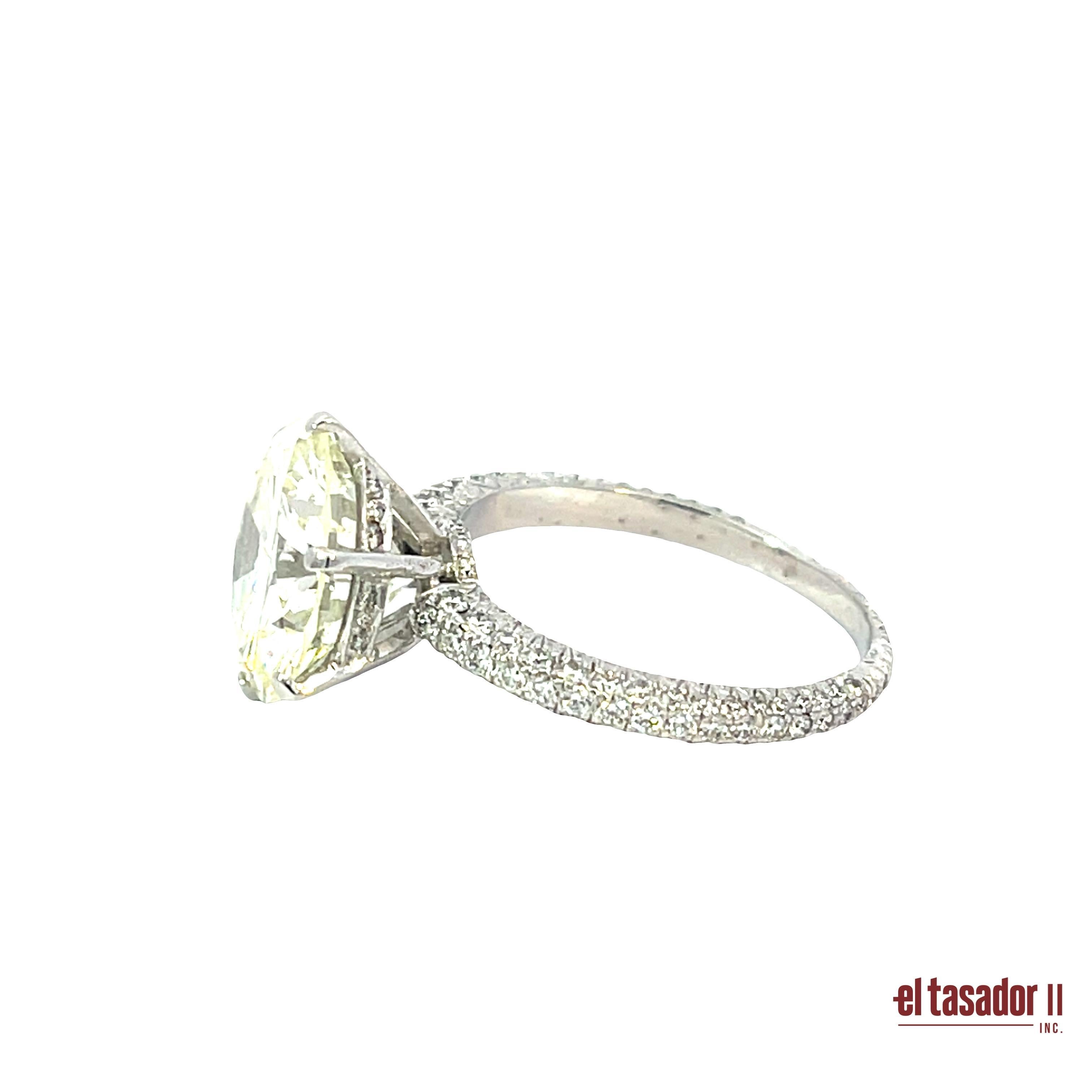 Platinring im Chopard-Stil mit 5,31 Karat Diamant im Brillantschliff und Pavé-Band im Angebot 1