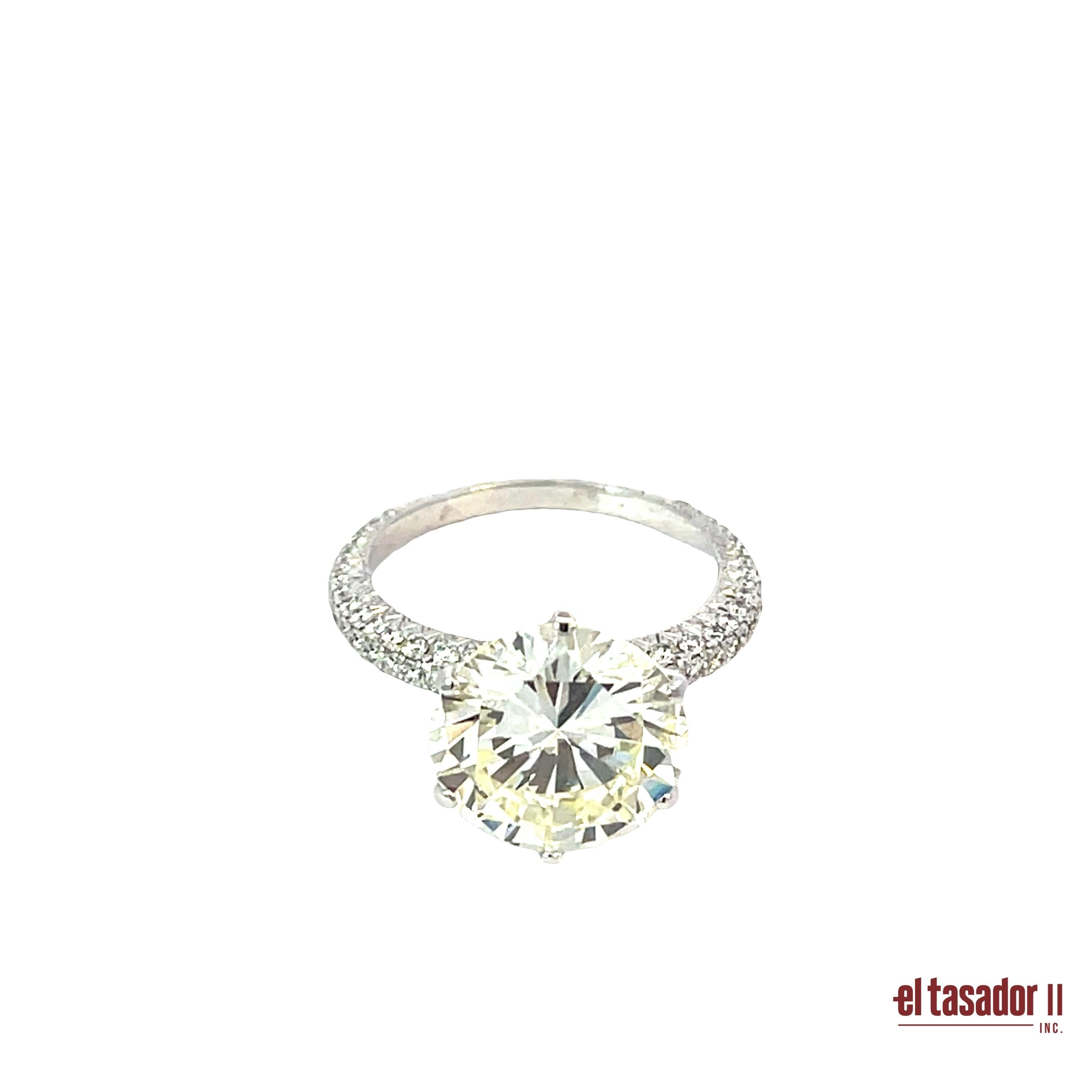 Platinring im Chopard-Stil mit 5,31 Karat Diamant im Brillantschliff und Pavé-Band im Angebot 2