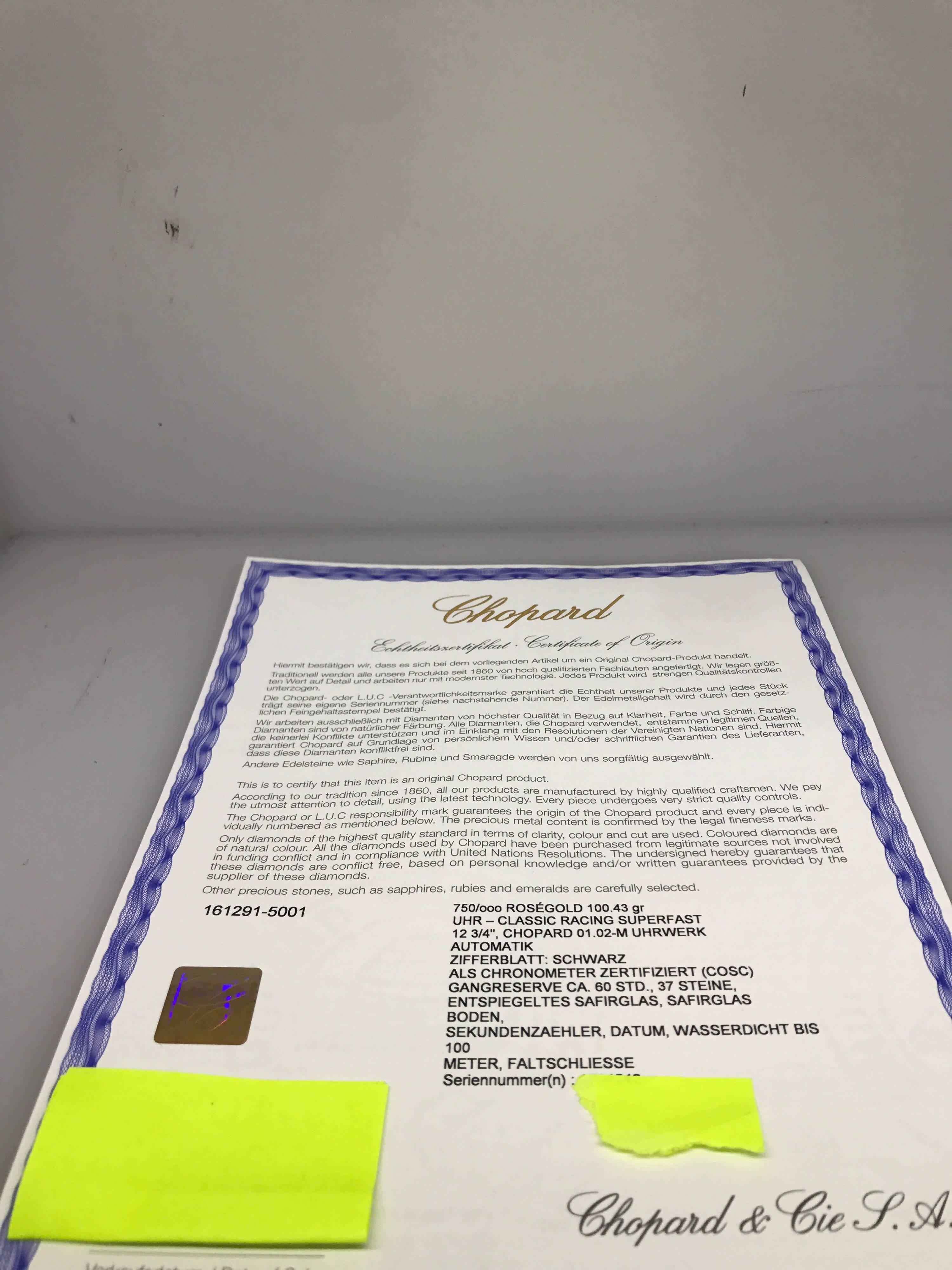 Chopard Superfast Power Control 18k Rose Gold Automatic Mens Watch 16/1291 New For Sale 3