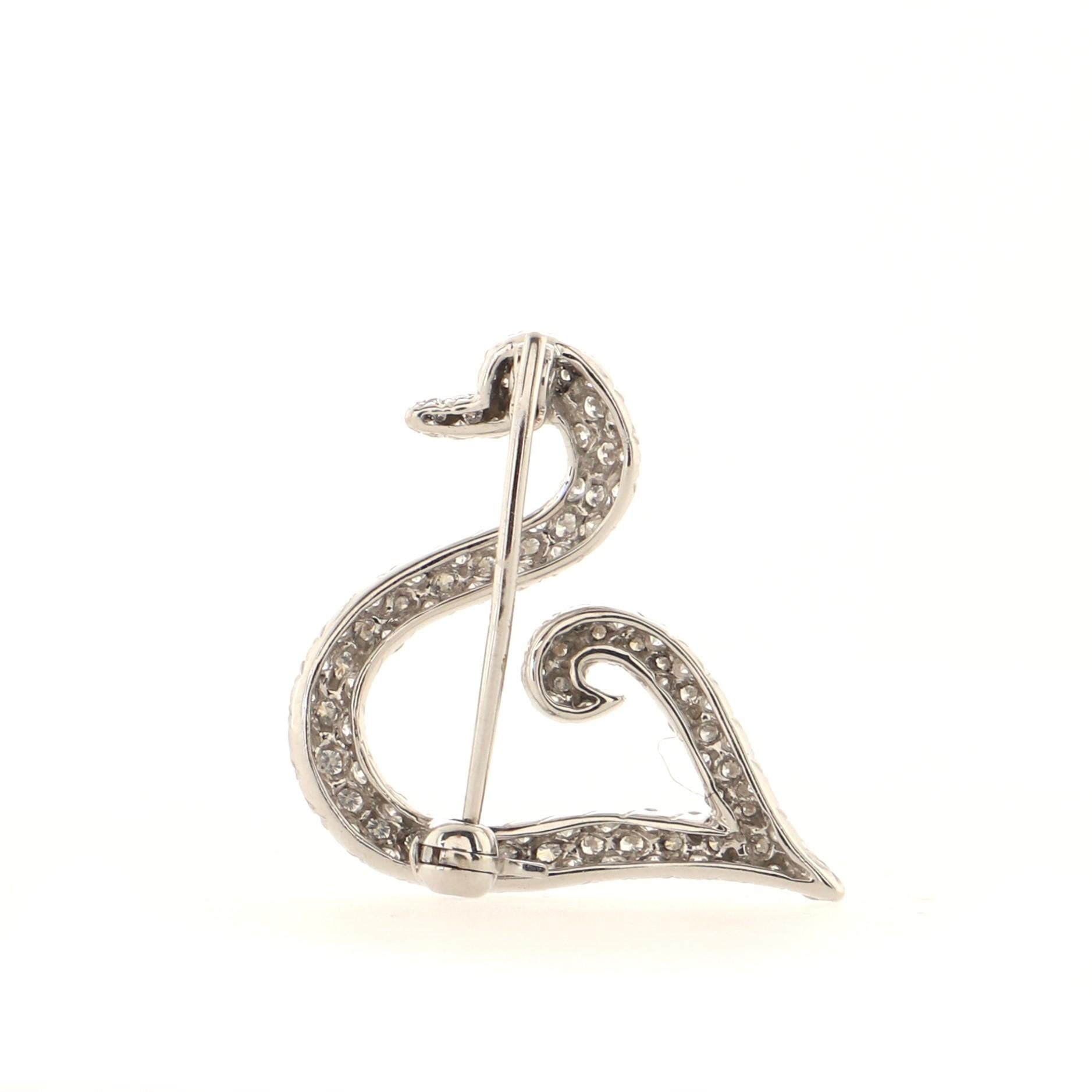 Chopard Swan Brooch 18k White Gold and Diamonds In Good Condition In New York, NY