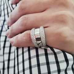 Chopard Swiss Strada Double Band Ring 18Kt White Gold With 2.01 Cts VVS Diamonds