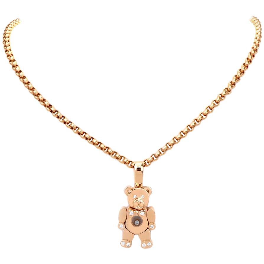 Chopard Teddy Bear Happy Diamonds Collier pendentif en or jaune sur 1stDibs