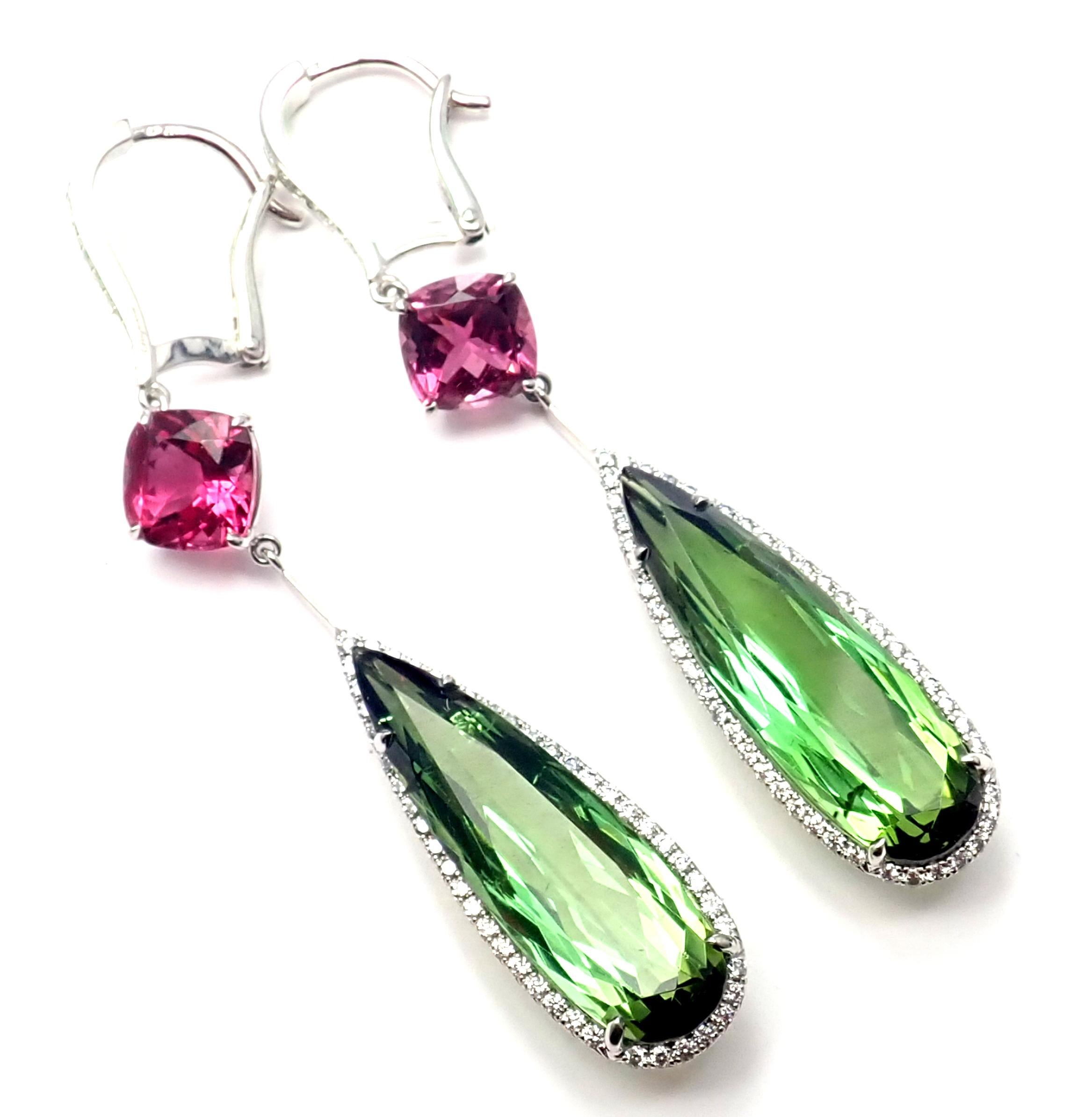 Chopard Temptation Diamond Tourmaline Rubellite White Gold Drop Earrings 4