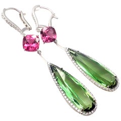 Chopard Temptation Diamond Tourmaline Rubellite White Gold Drop Earrings