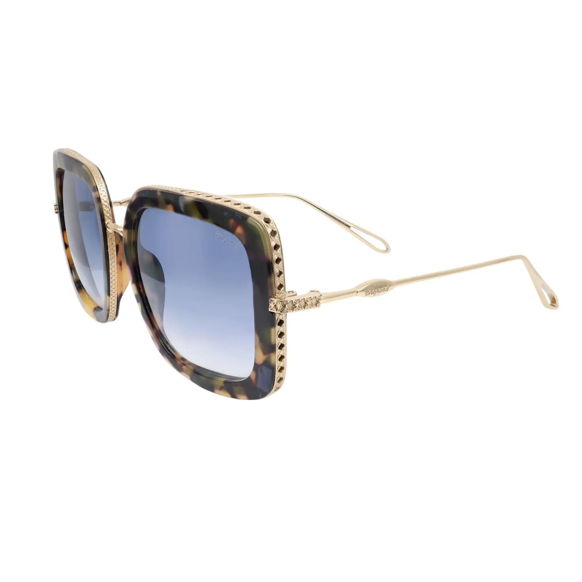 Chopard Titanium Shiny Rose Gold Frame Gradient Blue Lens Sunglasses 95221-0452 In New Condition For Sale In New York, NY