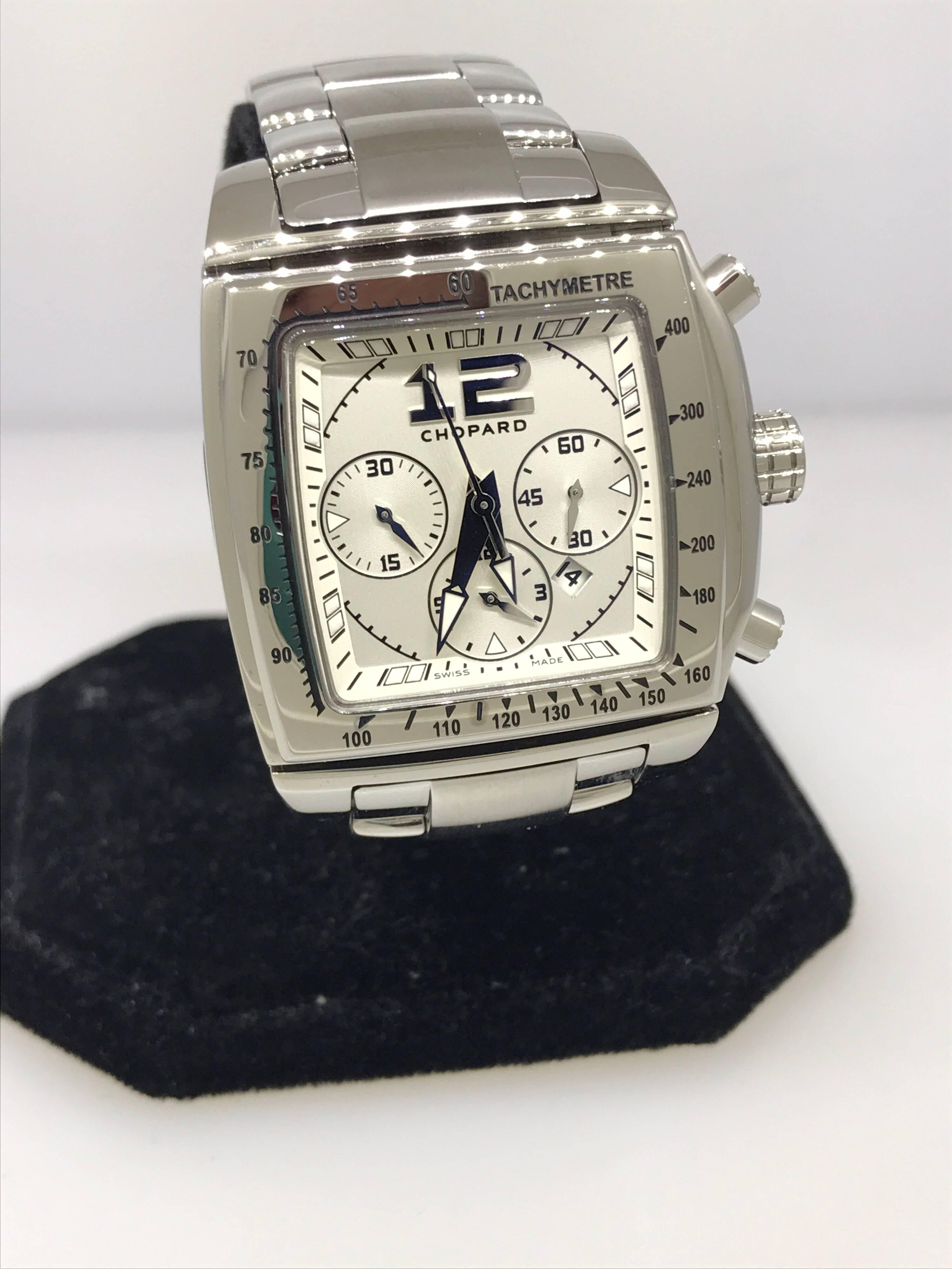 Chopard Two o Ten Automatic Chronograph Watch

Model Number: 15/8462-3003

100% Authentic

Brand New

Comes with original Chopard box, certificate of authenticity and warranty and instruction manual

Stainless Steel Dial

White Dial &