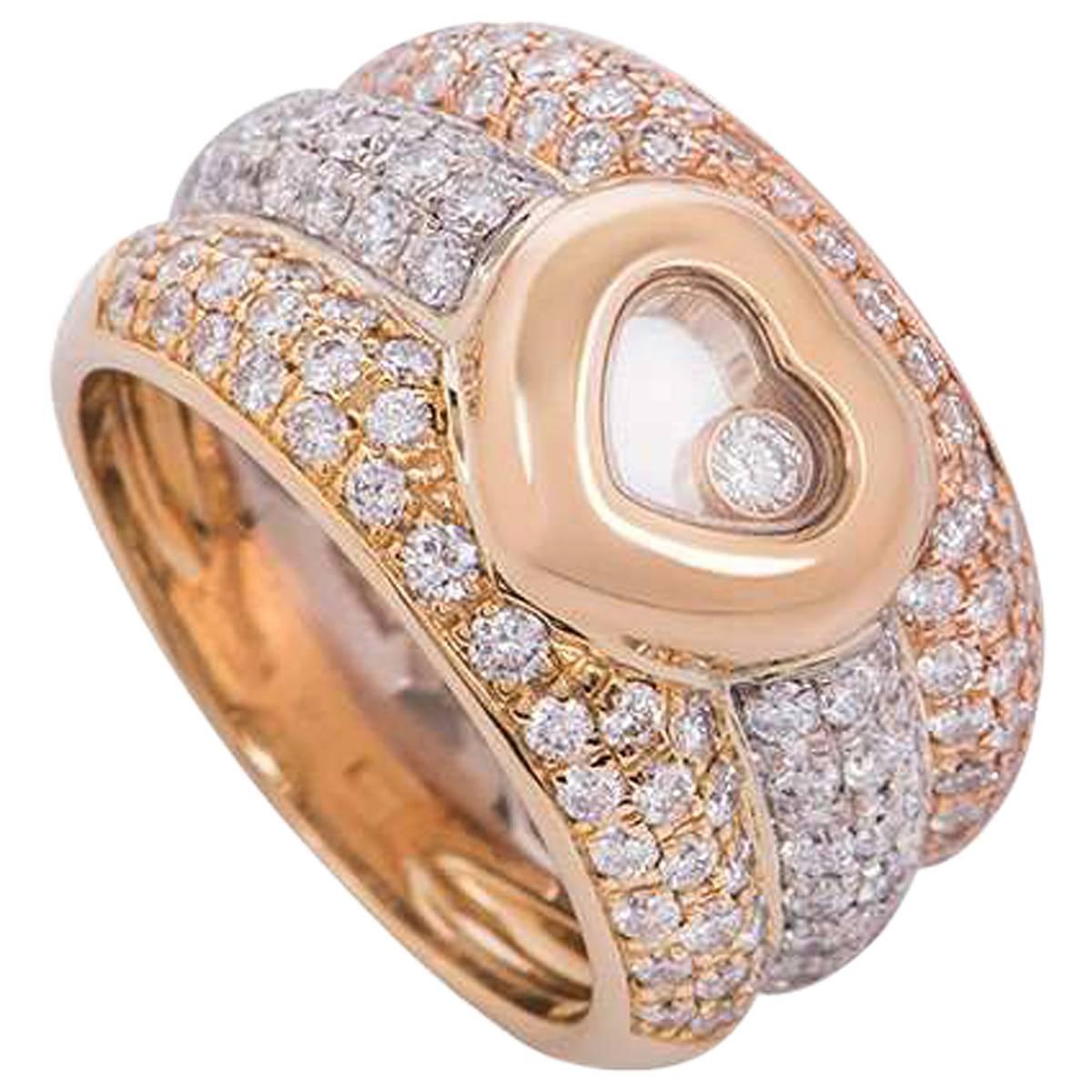 Chopard Tri-Color Gold Happy Diamonds Ring