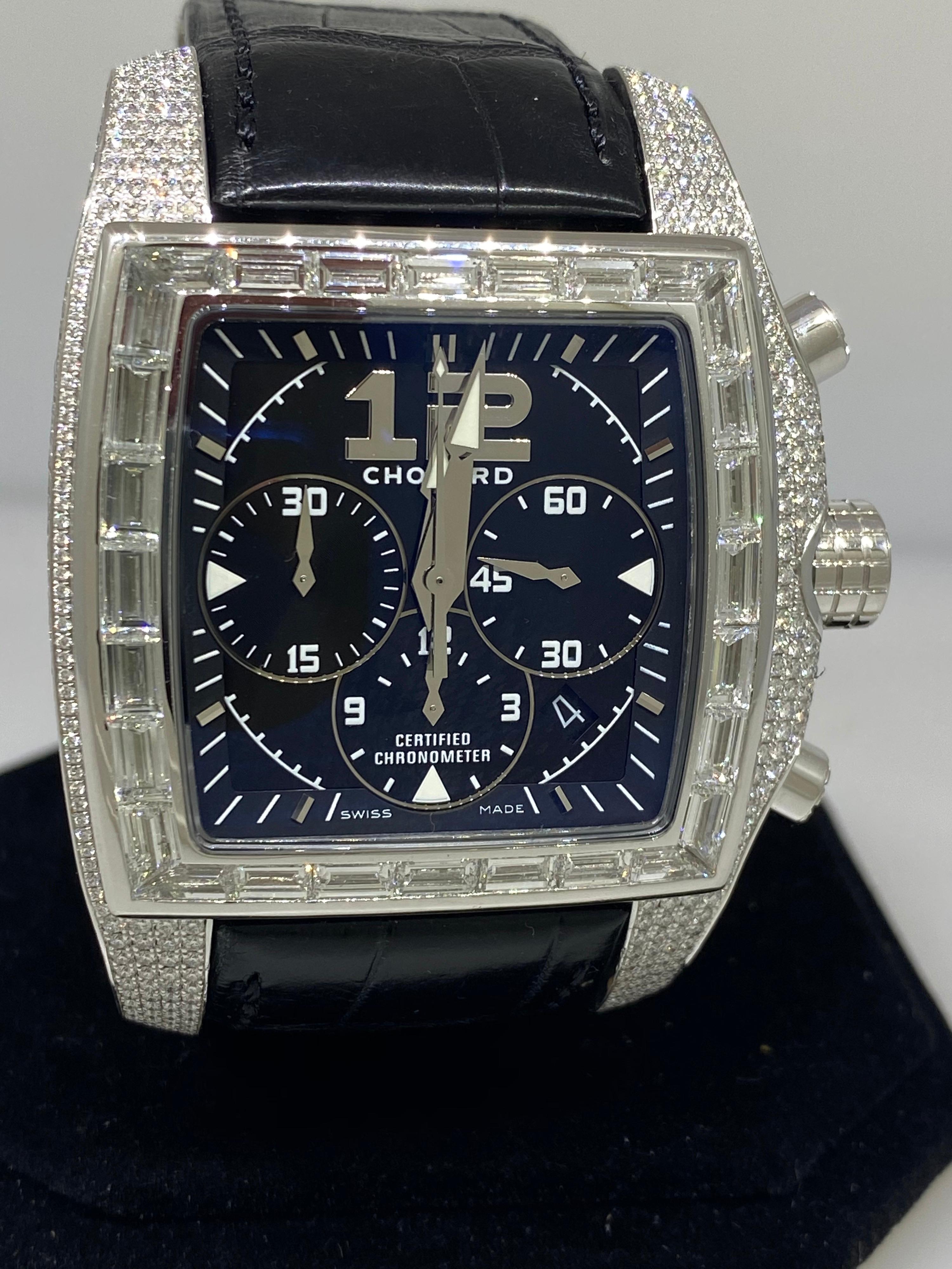 Chopard Two O Ten Diamond Case Black Dial Automatic Men's Watch 17/2272-1001 im Zustand „Hervorragend“ im Angebot in New York, NY