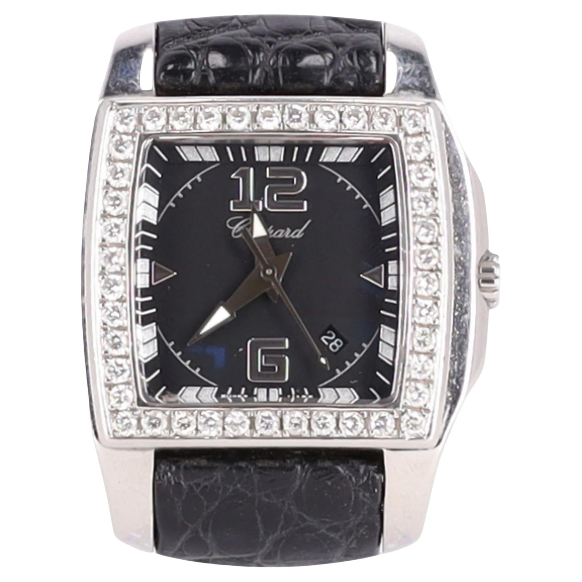 Chopard Two O Ten Diamond & Stainless Steel Watch With Crocodile Skin Strap
