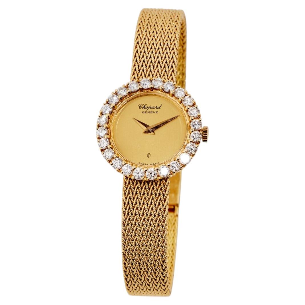 CHOPARD Vintage 18k Yellow Gold Diamond Watch, 1.70ct, 1970s-1980s