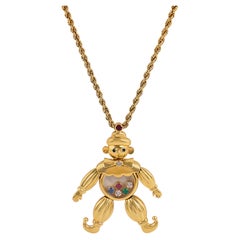 Chopard vintage 18k yellow gold happy clown necklace
