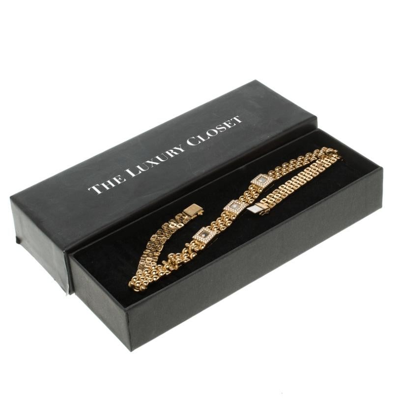 Contemporary Chopard Vintage Happy Diamond 18k Yellow Gold Choker Necklace
